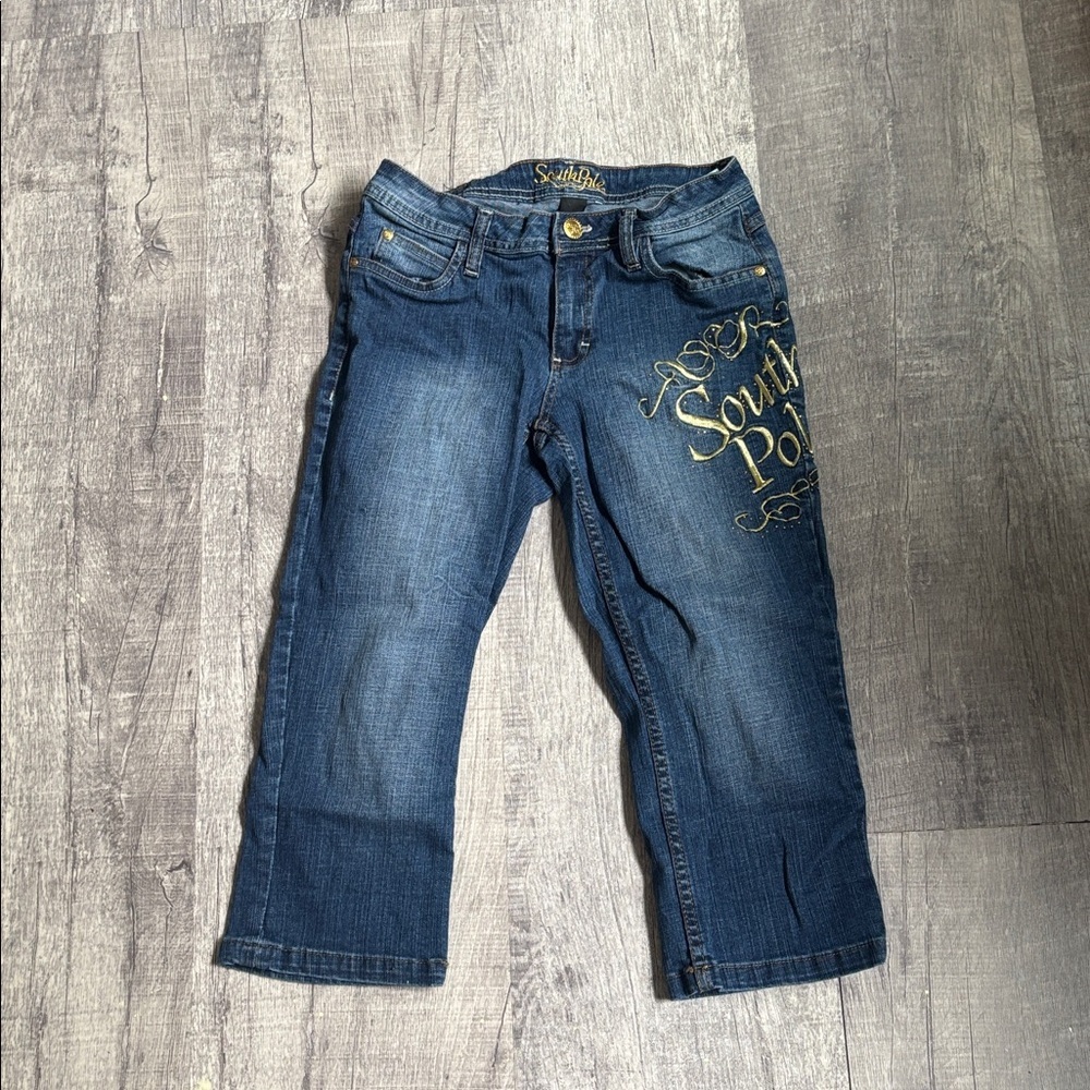 South Pole Denim with Gold Stitching Capri Pants